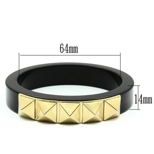 VL030 - IP Gold(Ion Plating) Brass Bangle with Synthetic Synthetic Stone in Jet