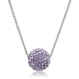 VL056 - Rhodium Brass Chain Pendant with Top Grade Crystal  in Light Amethyst - Alamode