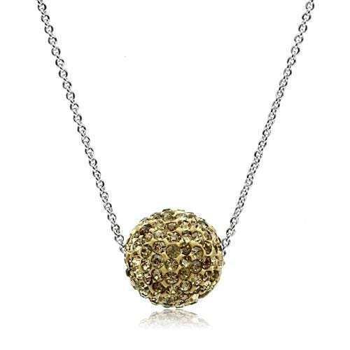 VL057 - Rhodium Brass Chain Pendant with Top Grade Crystal in Topaz - Alamode - Flyclothing LLC