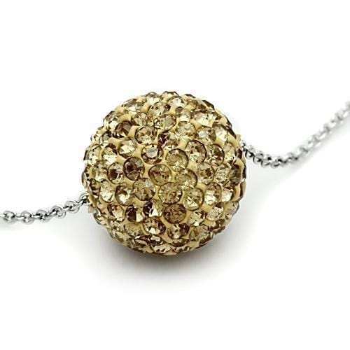 VL057 - Rhodium Brass Chain Pendant with Top Grade Crystal in Topaz - Alamode - Flyclothing LLC