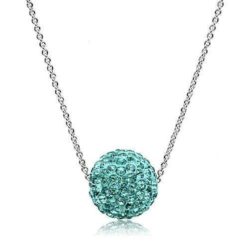 VL059 - Rhodium Brass Chain Pendant with Top Grade Crystal in Sea Blue - Alamode - Flyclothing LLC