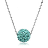 VL059 - Rhodium Brass Chain Pendant with Top Grade Crystal in Sea Blue - Alamode - Flyclothing LLC