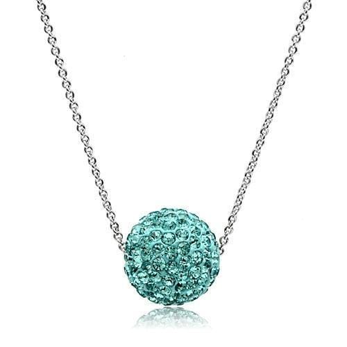 VL059 - Rhodium Brass Chain Pendant with Top Grade Crystal  in Sea Blue - Alamode
