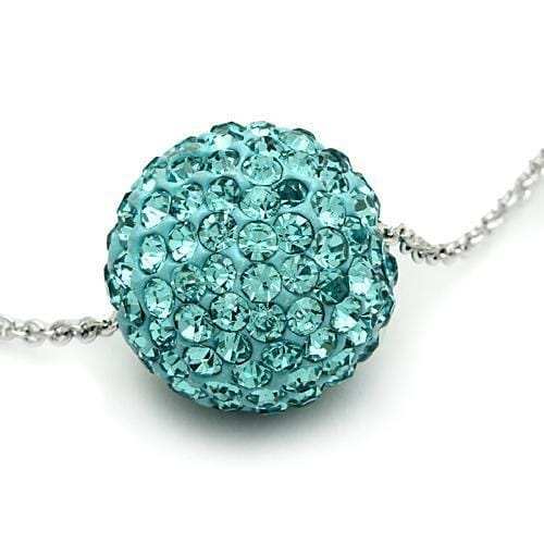 VL059 - Rhodium Brass Chain Pendant with Top Grade Crystal in Sea Blue - Alamode - Flyclothing LLC