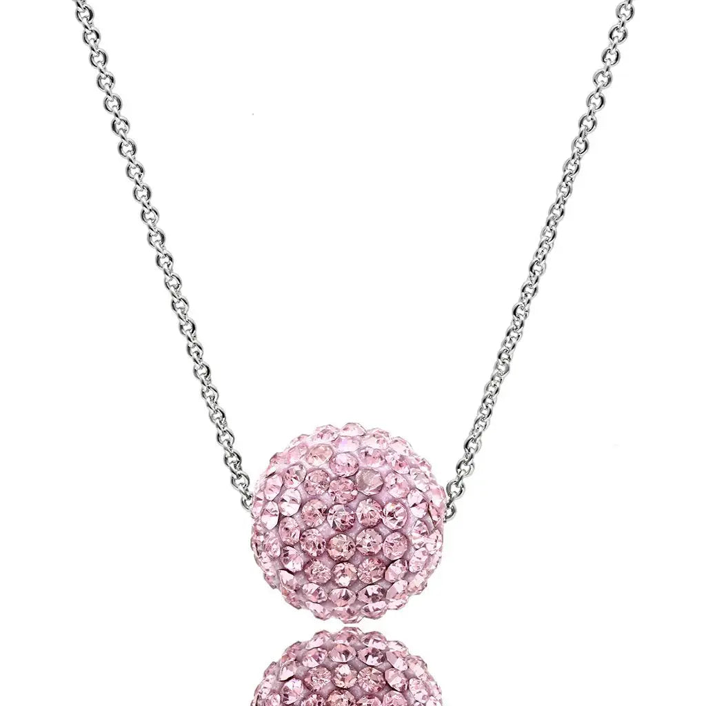VL060 - Rhodium Brass Chain Pendant with Top Grade Crystal in Emerald - Alamode - Flyclothing LLC
