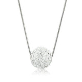VL061 - Rhodium Brass Chain Pendant with Top Grade Crystal in Clear - Alamode - Flyclothing LLC