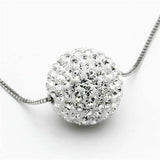 VL061 - Rhodium Brass Chain Pendant with Top Grade Crystal in Clear - Alamode - Flyclothing LLC