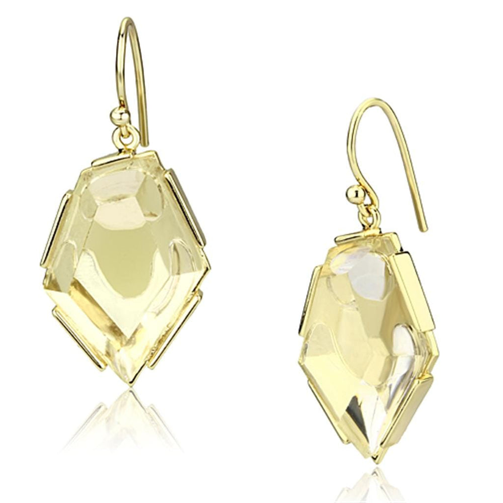 VL066 - IP Gold(Ion Plating) Brass Earrings with Synthetic Synthetic Stone in Clear - Alamode