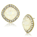 VL067 - IP Gold(Ion Plating) Brass Earrings with Precious Stone Conch in White - Alamode - Flyclothing LLC