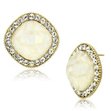 VL067 - IP Gold(Ion Plating) Brass Earrings with Precious Stone Conch in White - Alamode
