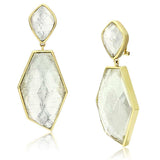 VL075 - IP Gold(Ion Plating) Brass Earrings with Synthetic Synthetic Stone in White - Alamode - Flyclothing LLC