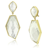 VL075 - IP Gold(Ion Plating) Brass Earrings with Synthetic Synthetic Stone in White - Alamode