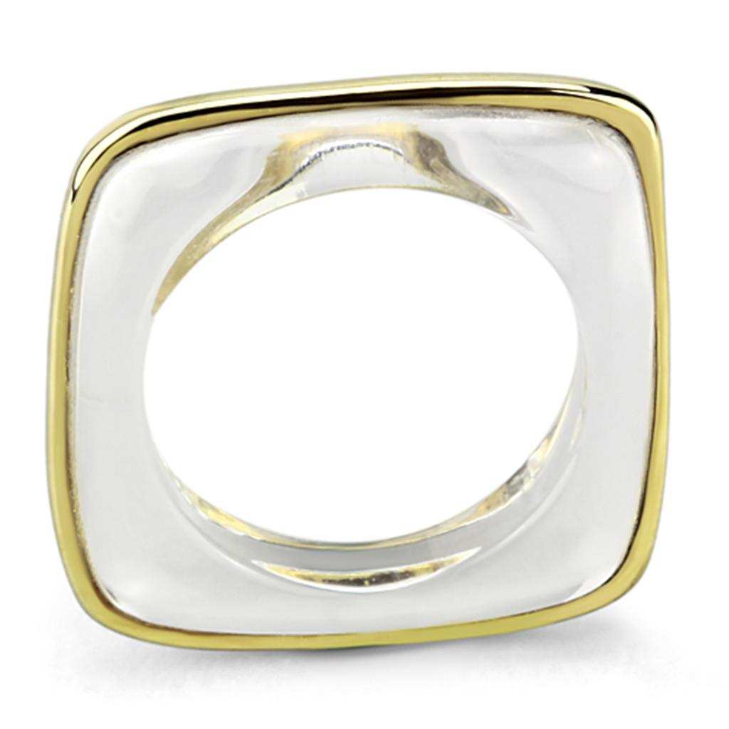 VL081 - IP Gold(Ion Plating) Brass Ring with Synthetic Synthetic Stone in Clear - Alamode - Flyclothing LLC