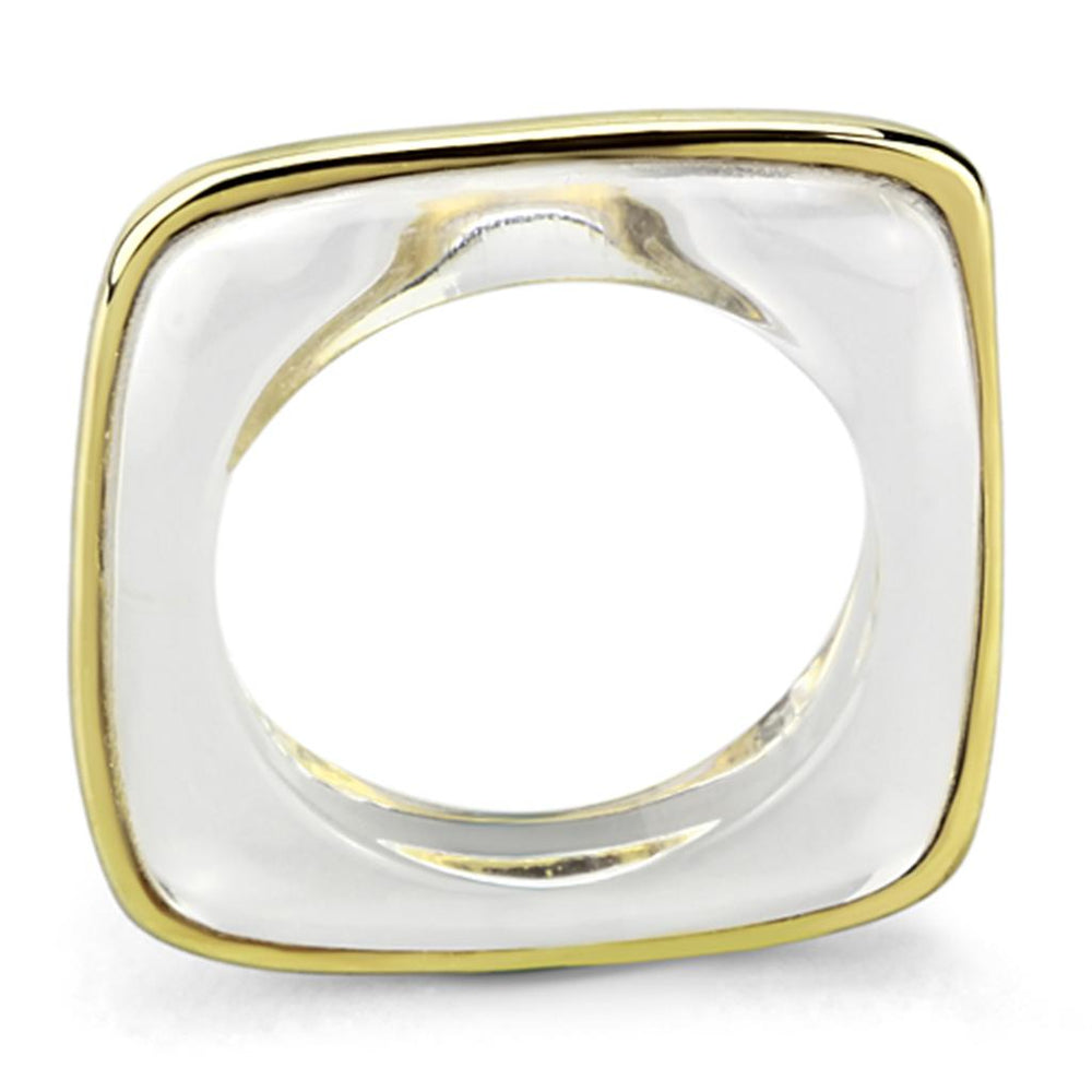 VL081 - IP Gold(Ion Plating) Brass Ring with Synthetic Synthetic Stone in Clear - Alamode
