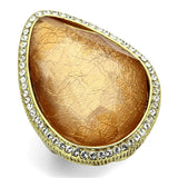 VL083 - IP Gold(Ion Plating) Brass Ring with Synthetic Synthetic Stone in Orange - Alamode