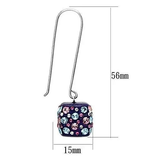 VL089 - High polished (no plating) Stainless Steel Earrings with Top Grade Crystal in Multi Color - Alamode - Flyclothing LLC