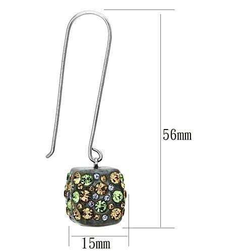 VL090 - High polished (no plating) Stainless Steel Earrings with Top Grade Crystal in Multi Color - Alamode - Flyclothing LLC
