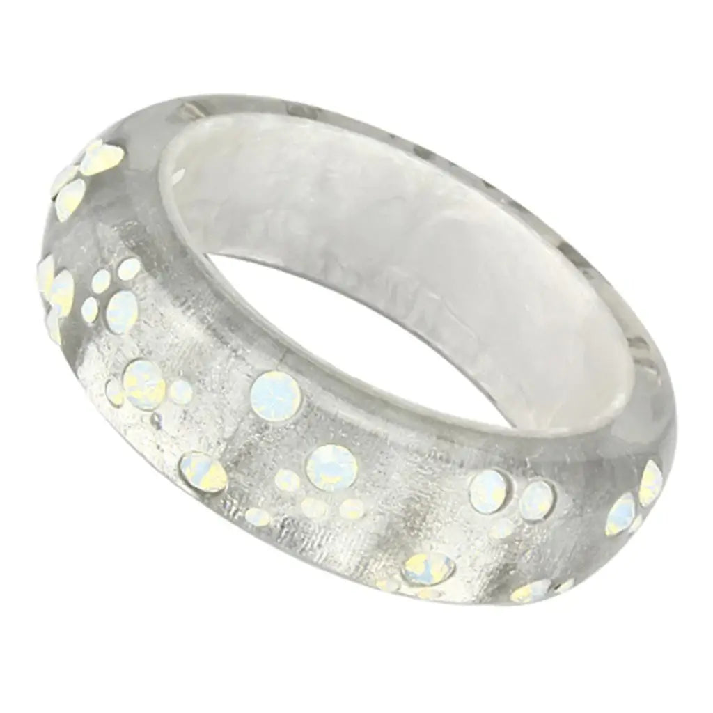 VL092 - Resin Bangle with Top Grade Crystal in Aurora Borealis (Rainbow Effect) - Alamode - Flyclothing LLC