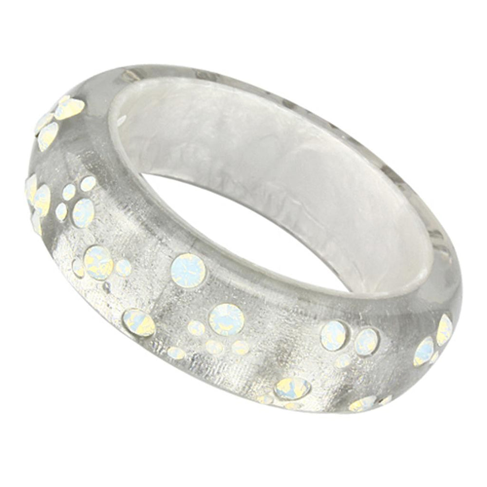 VL092 -  Resin Bangle with Top Grade Crystal  in Aurora Borealis (Rainbow Effect) - Alamode