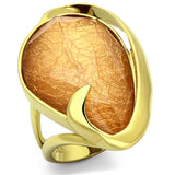 VL098 - IP Gold(Ion Plating) Stainless Steel Ring with Synthetic Synthetic Stone in Orange - Alamode