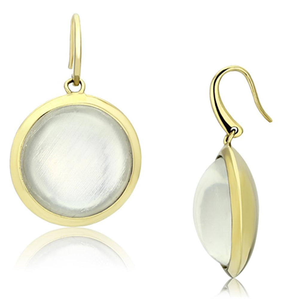VL102 - IP Gold(Ion Plating) Brass Earrings with Synthetic Synthetic Stone in Clear - Alamode
