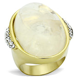 VL108 - IP Gold(Ion Plating) Stainless Steel Ring with Synthetic Synthetic Stone in Clear