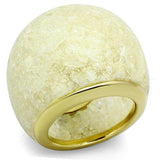 VL109 - IP Gold(Ion Plating) Stainless Steel Ring with Synthetic Synthetic Stone in Citrine Yellow - Alamode - Flyclothing LLC