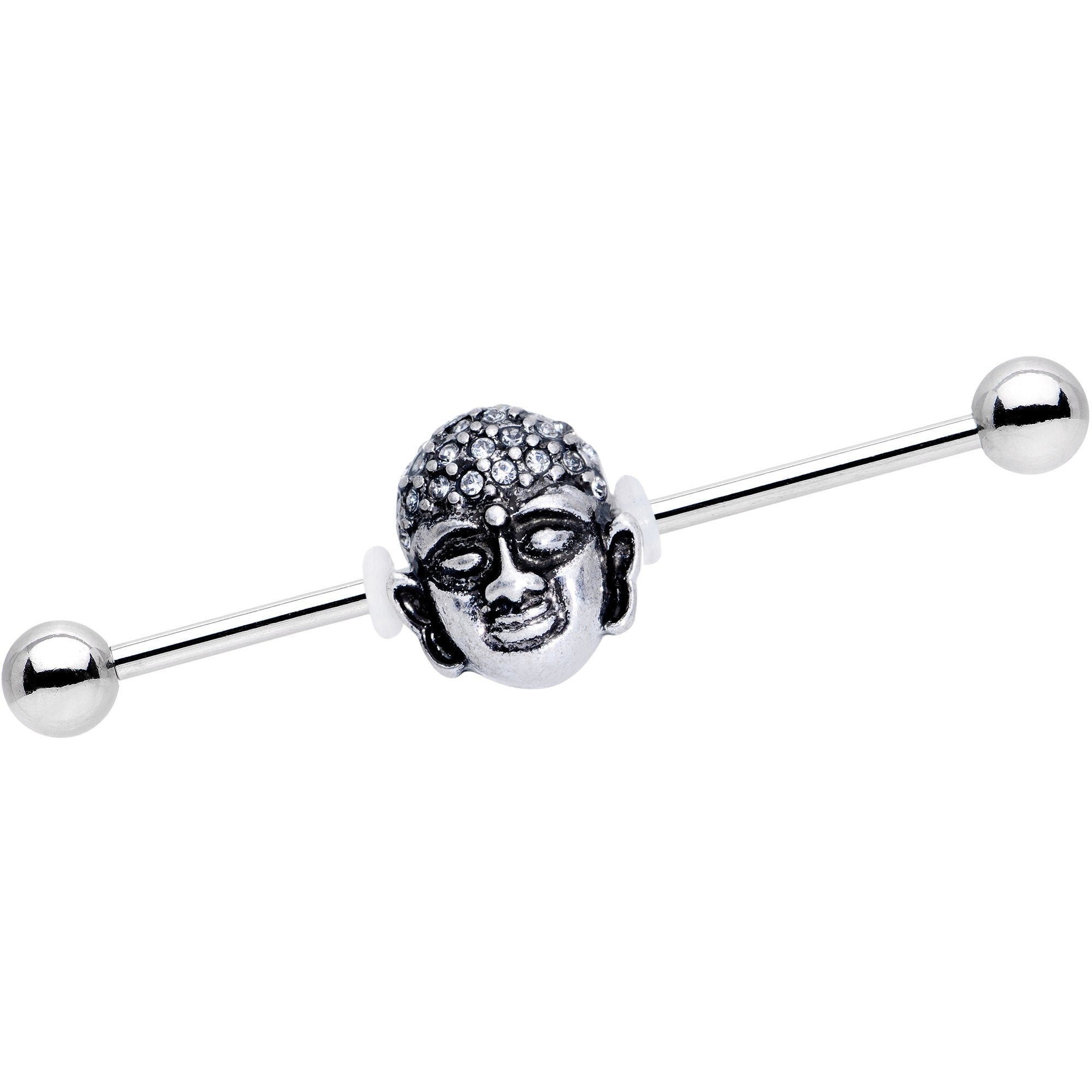 Clear Gem Expanding Buddha Brain Industrial Barbell 38mm - BodyCandy - Flyclothing LLC