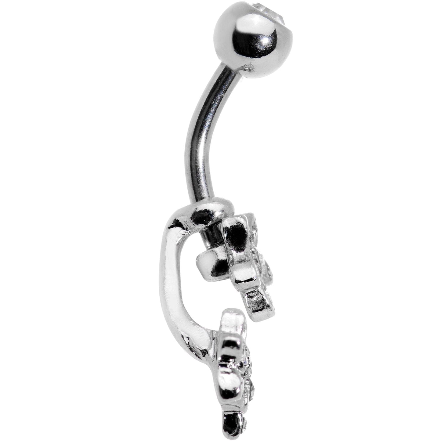 Clear Gem Field of Flowers Dangle Belly Ring - BodyCandy - Flyclothing LLC