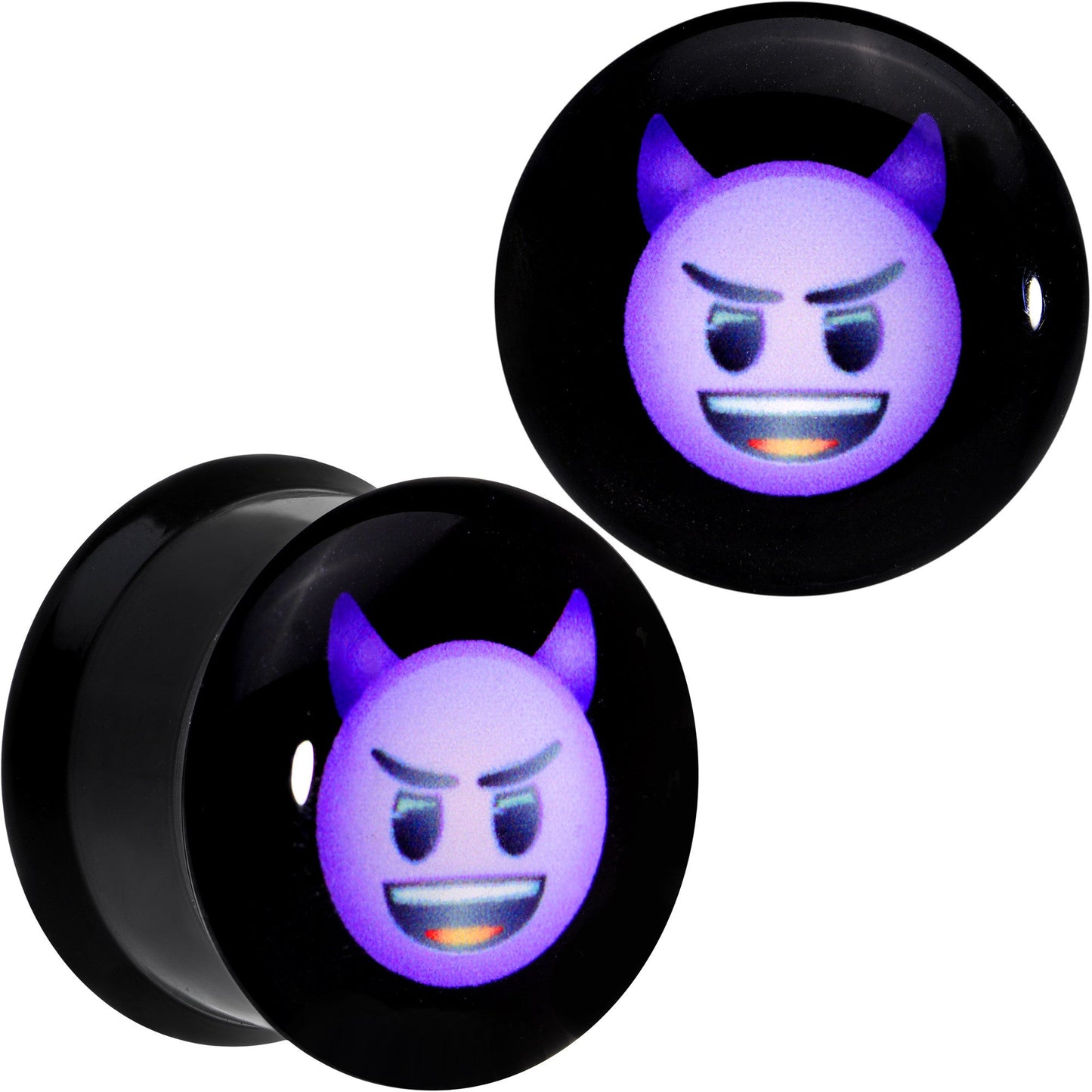 5/8 Licensed Purple Devil emoji Acrylic Double Flare Plug Set - BodyCandy - Flyclothing LLC