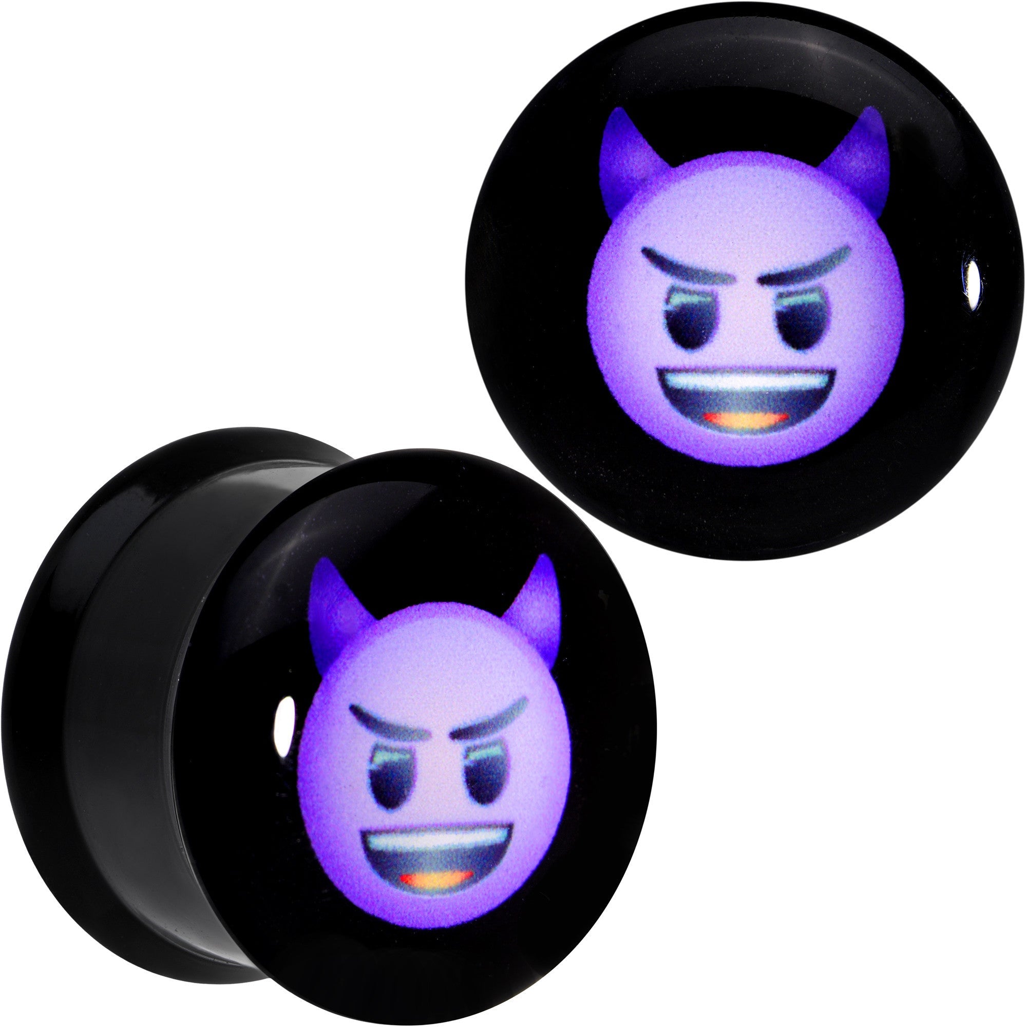5/8 Licensed Purple Devil emoji Acrylic Double Flare Plug Set - BodyCandy - Flyclothing LLC