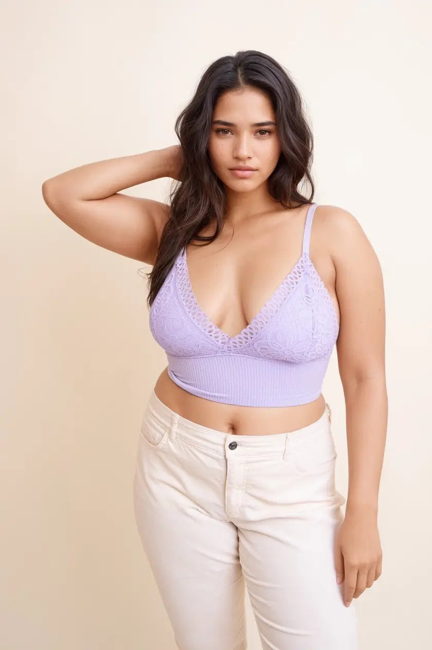 Curvy Waistband Loop Lace Brami – Elegant Plus Size Lace Detail - Boho Clothing and Accessories - Flyclothing LLC