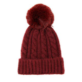 Warm Chunky Cable Knit Beanie Pom Pom Hat Beanie Winter Hat - Madeline Love - Flyclothing LLC