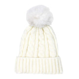 Warm Chunky Cable Knit Beanie Pom Pom Hat Beanie Winter Hat - Madeline Love - Flyclothing LLC