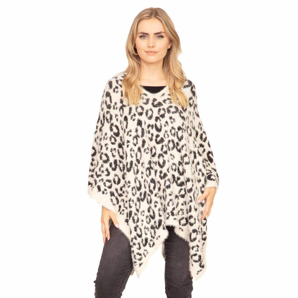Warm Cozy Leopard Printed Poncho Animal Pattern Poncho - Madeline Love - Flyclothing LLC
