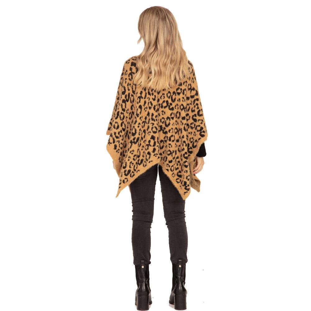 Warm Cozy Leopard Printed Poncho Animal Pattern Poncho - Madeline Love - Flyclothing LLC