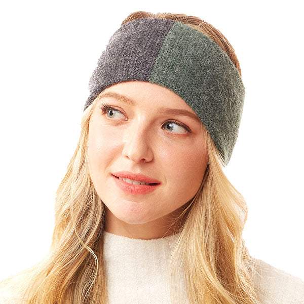 Warm Two Tone Earmuff Headband Ear Warmer - Madeline Love - Flyclothing LLC