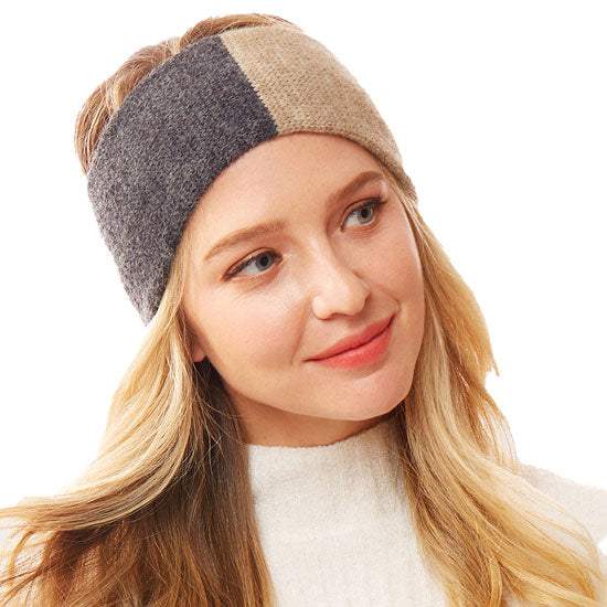 Warm Two Tone Earmuff Headband Ear Warmer - Madeline Love - Flyclothing LLC