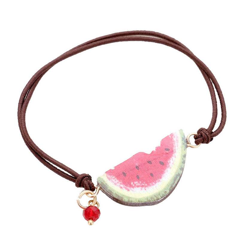 Watercolor Wood Watermelon Accented Stretch Bracelet - Madeline Love - Flyclothing LLC