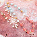Watermelon Kiss Mint Jasper Golden Long Necklace - Barse Jewelry
