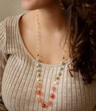 Watermelon Kiss Mint Jasper Golden Long Necklace - Barse Jewelry