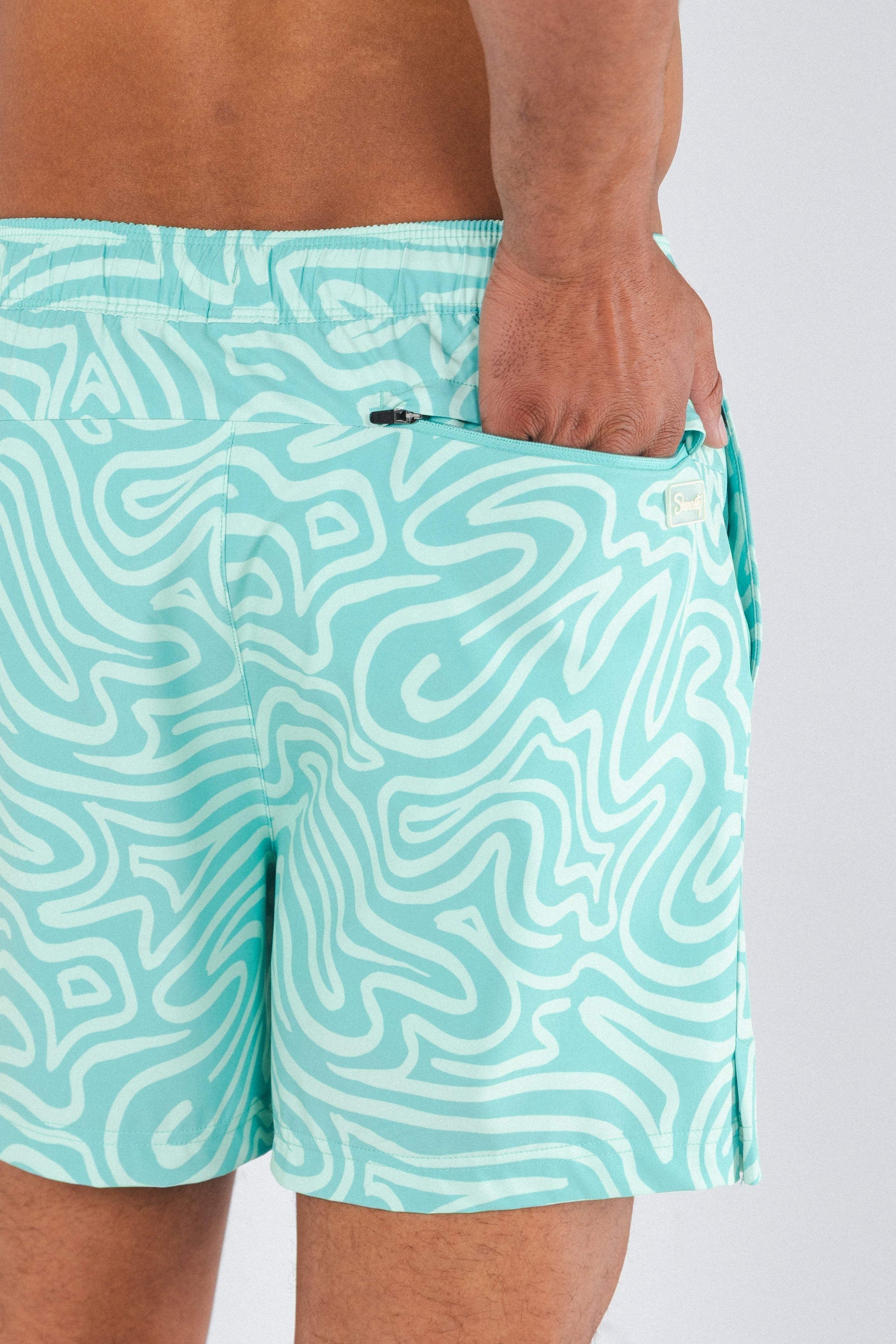The Water Park | Neon Abstract Line Ball Hammock® Pouch 5" Swim Trunks - Shinesty - Flyclothing LLC