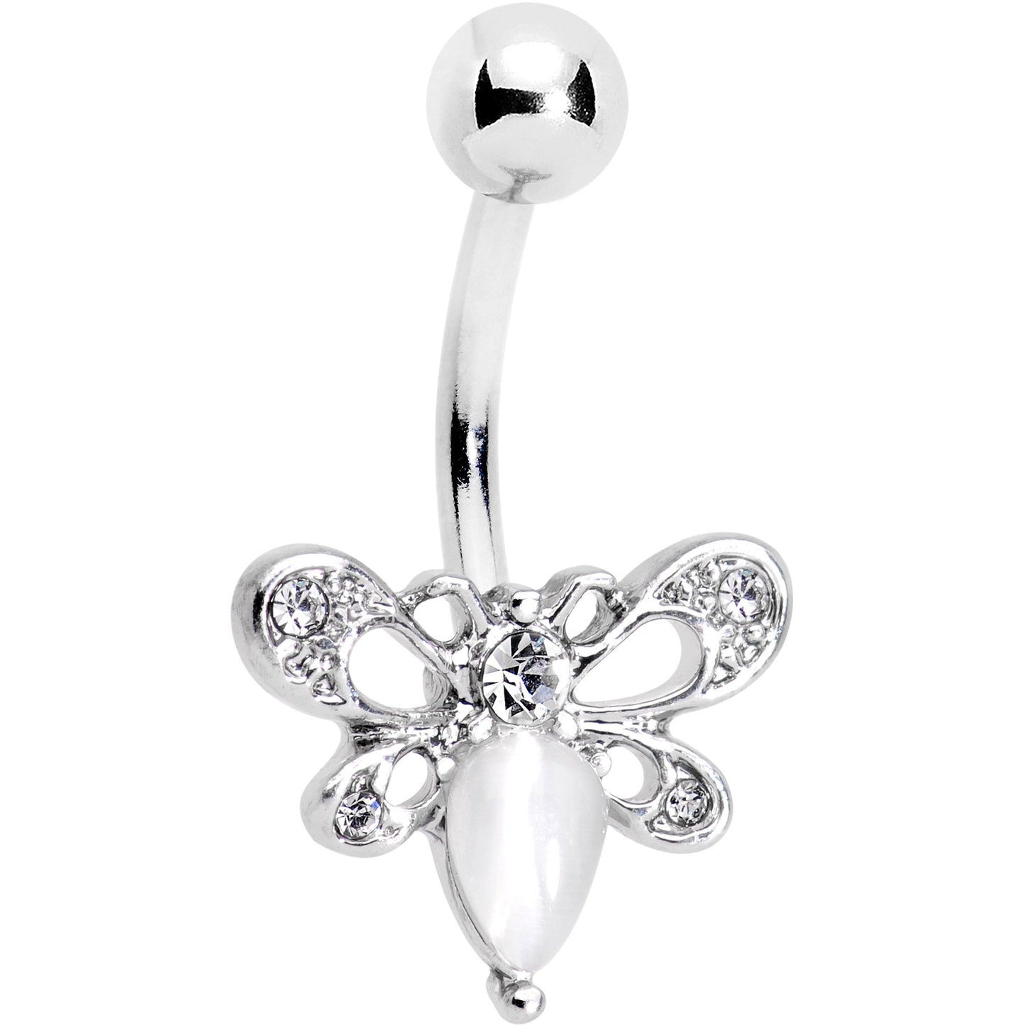 White Gem Honey Butterfly Belly Ring - BodyCandy - Flyclothing LLC