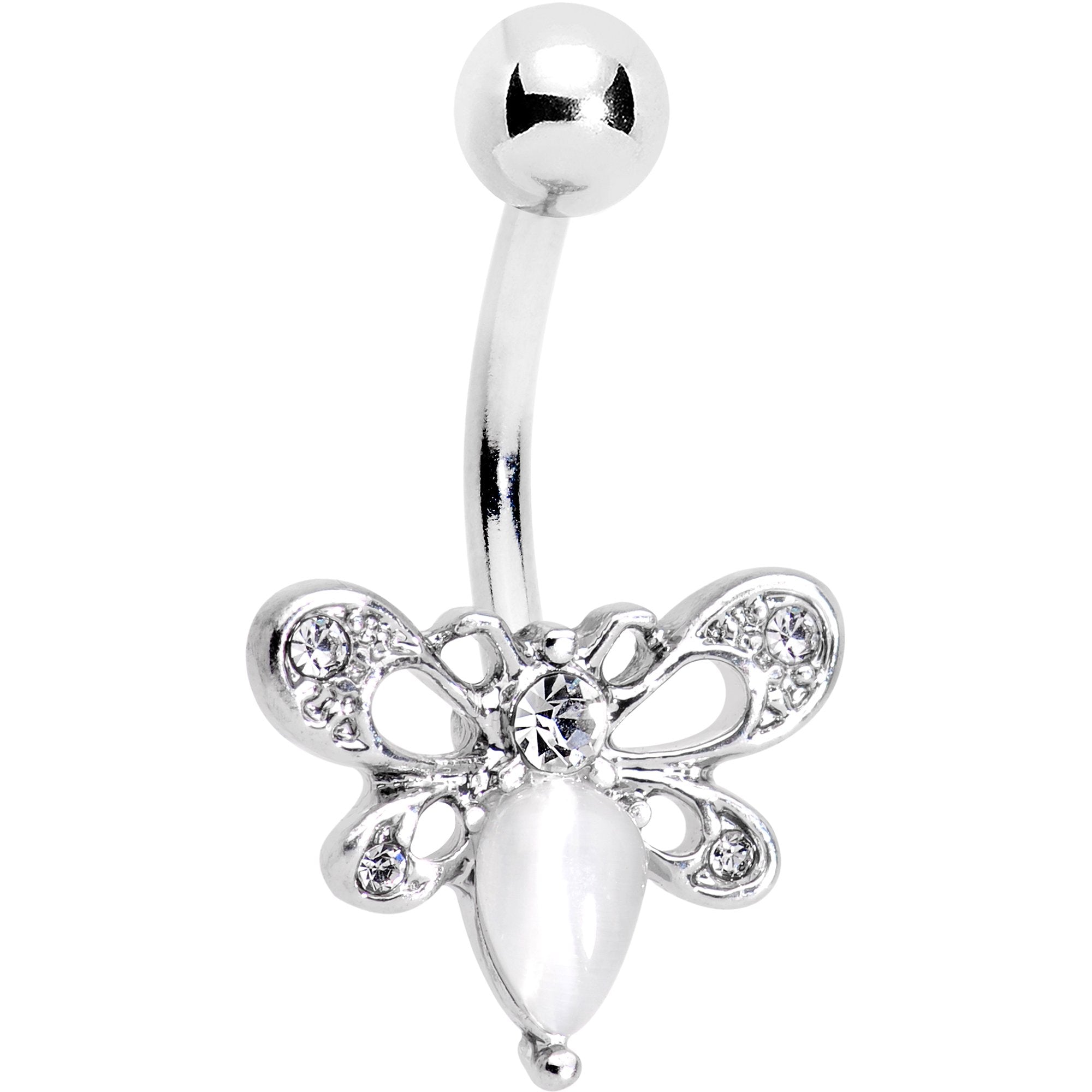 White Gem Honey Butterfly Belly Ring - BodyCandy - Flyclothing LLC