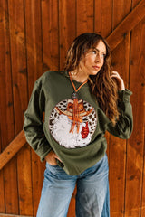 Western Santa Sequin Patch Sweatshirt - Wild Junkie - Flyclothing LLC