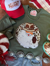 Western Santa Sequin Patch Sweatshirt - Wild Junkie - Flyclothing LLC