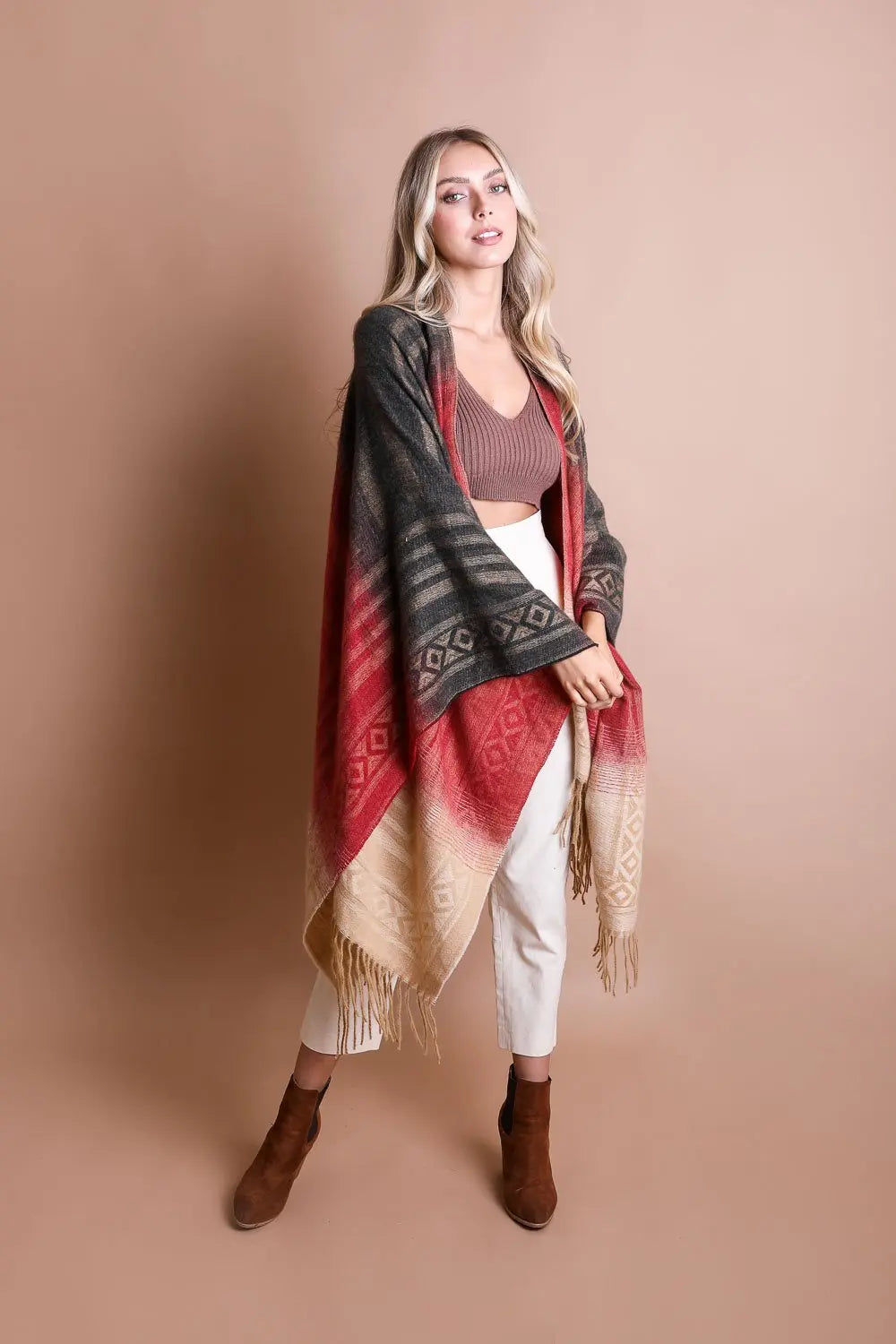 Western Style Colorblend Tassel Serape - Boho Clothing and Accessories - Flyclothing LLC
