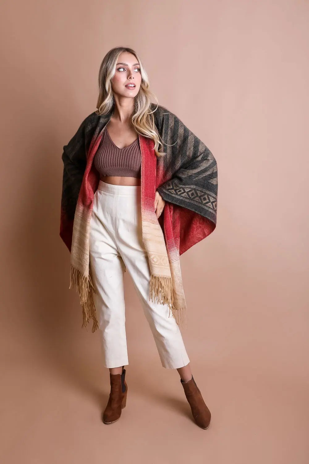 Western Style Colorblend Tassel Serape - Boho Clothing and Accessories - Flyclothing LLC