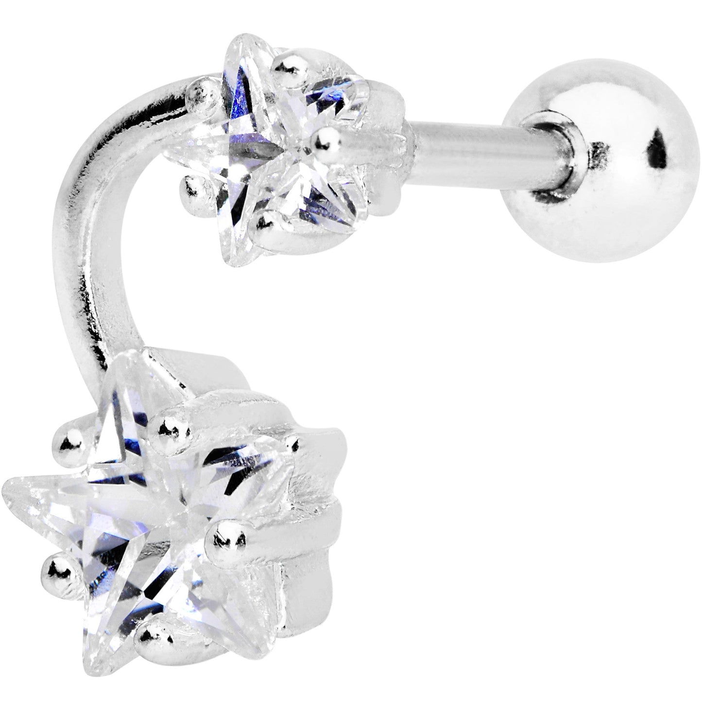 1/4 Clear CZ Gem Star System Cartilage Tragus Earring - BodyCandy - Flyclothing LLC
