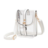 Faux Leather Belt Buckle Pointed Transparent Crossbody Bag - Madeline Love - Flyclothing LLC